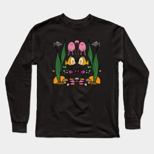 Deep Sea with Fishes and Jelly Long Sleeve T-Shirt